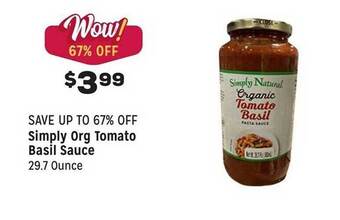 Grocery Outlet Simply organic tomato basil sauce offer