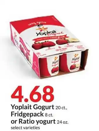 Hy-Vee Yoplait gogurt fridgepack or ratio yogurt offer