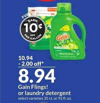 Hy-Vee Gain flings! or laundry detergent offer
