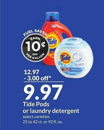 Hy-Vee Tide pods or laundry detergent offer
