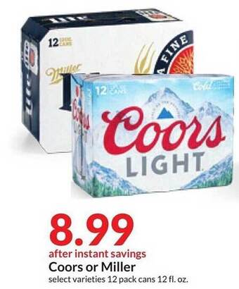 Hy-Vee Coors or miller offer