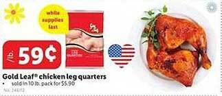 Lidl Gold leaf chicken leg quarters offer