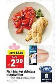 Lidl Fish market skinless tilapia fillet offer