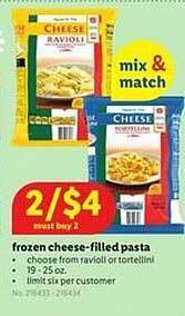 Lidl Frozen cheese-filled pasta offer
