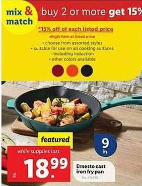 Lidl Ernesto cast iron fry pan offer