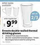 Lidl Ernesto double-walled thermal drinking glasses offer
