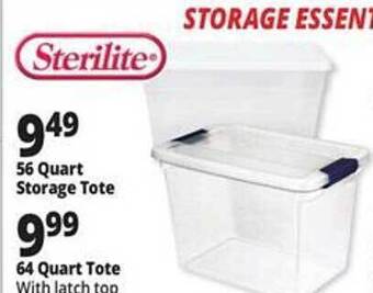 Ocean State Job Lot Sterilite 56 quart storage tote or 64 quart tote offer