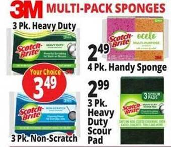 Ocean State Job Lot 3m multi-pack sponges offer