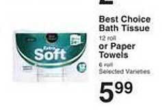 Price Chopper Best choice bath tissue or paper towels offer