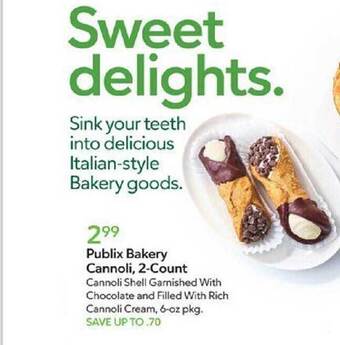Publix Publix bakery cannoli, 2-count offer