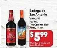 Vallarta Supermarkets Bodega de san antonio sangria offer