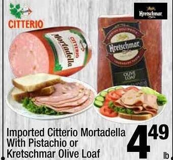 Super King Markets Imported citterio mortadella with pistachio or kretschmar olive loaf offer