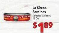 Vallarta Supermarkets La sirena sardines offer