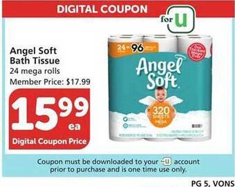 Vons Angel soft bath tissue offer