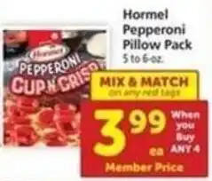 Safeway Hormel Pepperoni Pillow Pack 5 to 6 oz offer