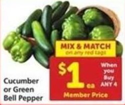 Safeway Cucumber or Green Bell Pepper offer