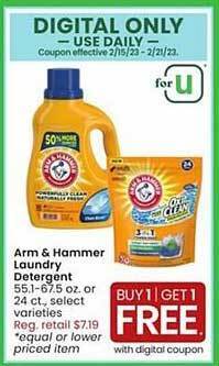 Albertsons Arm & hammer laundry detergent offer