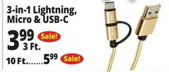 Ocean State Job Lot 3-in-1 lightning, micro & usb-c offer