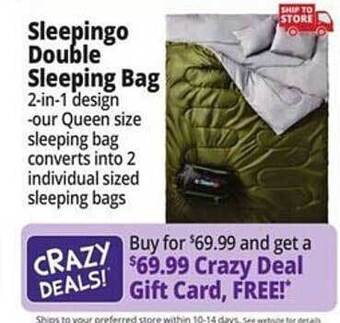 Ocean State Job Lot Sleepingo double sleeping bag offer