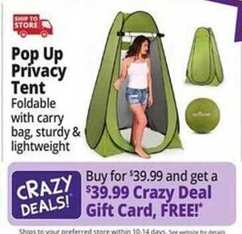 Ocean State Job Lot Pop up privacy tent offer