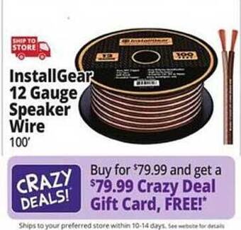 Ocean State Job Lot Installgear 12 gauge speaker wire offer