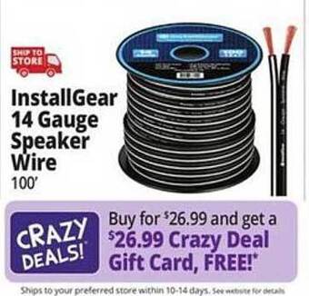 Ocean State Job Lot Installgear 14 gauge speaker wire offer