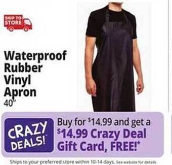 Ocean State Job Lot Waterproof rubber vinyl apron offer