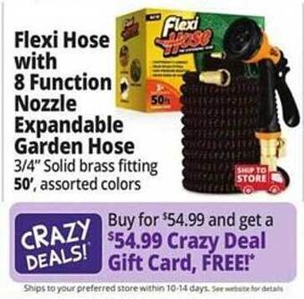 Ocean State Job Lot Flexi hose with 8 function nozzle expandable garden hose offer