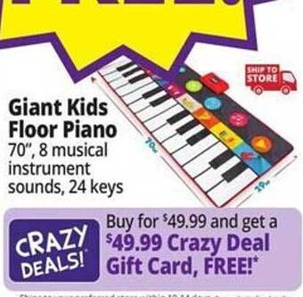 Ocean State Job Lot Giant kids floor piano offer