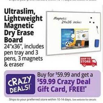 Ocean State Job Lot Ultraslim, lightweight magnetic dry erase board offer