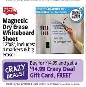 Ocean State Job Lot Magnetic dry erase whiteboard sheet offer