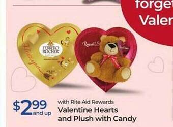 Rite Aid Valentine hearts and plush with candy offer