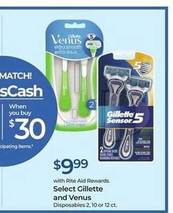 Rite Aid Select gillette and venus offer