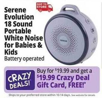 Ocean State Job Lot Serene evolution 18 sound portable white noise for babies & kids offer