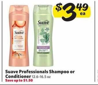 Winn Dixie Suave professionals shampoo or conditioner offer