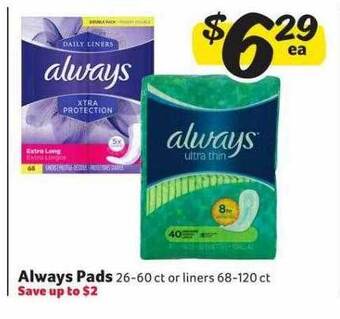 Winn Dixie Always pads offer