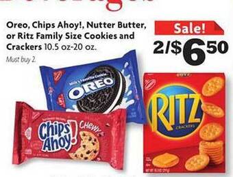 Family Dollar Oreo chips ahoy! nutter butter or ritz family size cookies and crackers offer
