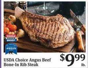 Rosauers Usda choice angus beef bone-in rib steak offer
