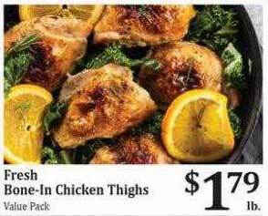 Rosauers Fresh bone-in chicken thighs offer