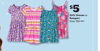 Family Dollar Girls' dresses or rompers offer