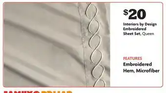 Family Dollar Interiors by design embroidered sheet set offer