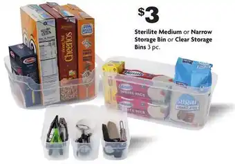 Family Dollar Sterilite medium or narrow storage bin or clear storage bins offer
