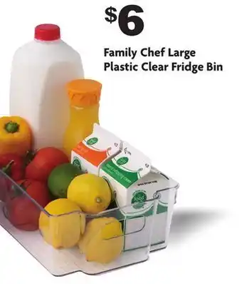 Family Dollar Family chef large plastic clear fridge bin offer