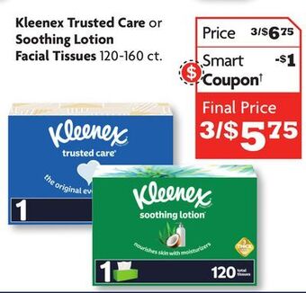 Family Dollar Kleenex trusted care or soothing lotion facial tissues offer