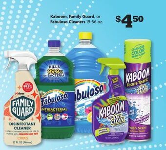 Family Dollar Kaboom, family guard, or fabuloso cleaners offer