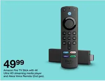 Target Amazon fire tv stick with 4k ultra hd streaming media player and alexa voice remote (2nd gen) offer