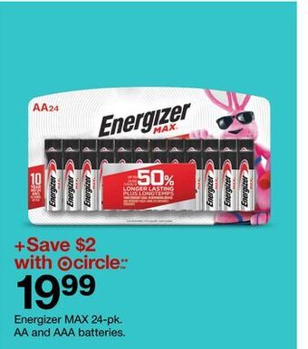 Target Energizer max 24-pk. aa and aaa batteries offer