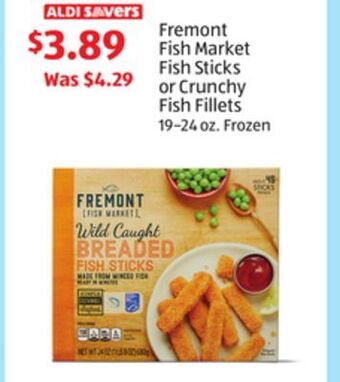 Aldi Fremont fish market fish sticks or crunchy fish fillets offer