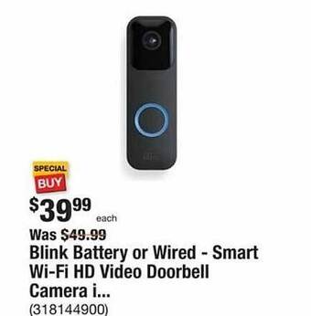 The Home Depot Blink battery or wired - smart wi-fi hd video doorbell camera offer
