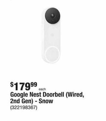 The Home Depot Google nest doorbell (wired, 2nd gen) - snow offer